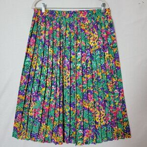 Andrea Gayle Midi Skirt Womens Sz L Accordion Pleat Elastic Waist USA Vintage